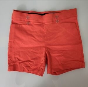 Madison Orange High-Waist Button Shorts